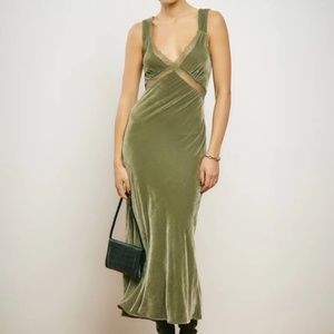 Lorenzo Velvet Dress in Artichoke